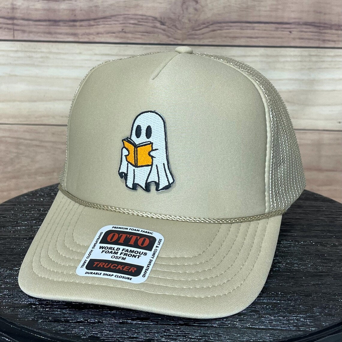 Books Boo Reading Ghost Patch | LC Elizabeth Original | Custom Patch Trucker Hat