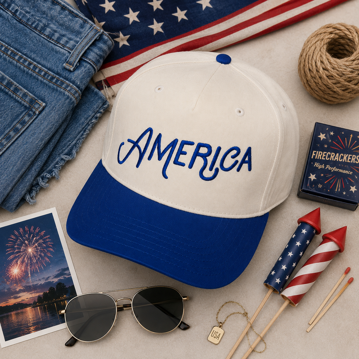 America Script | LC Elizabeth Original | Embroidered Hat