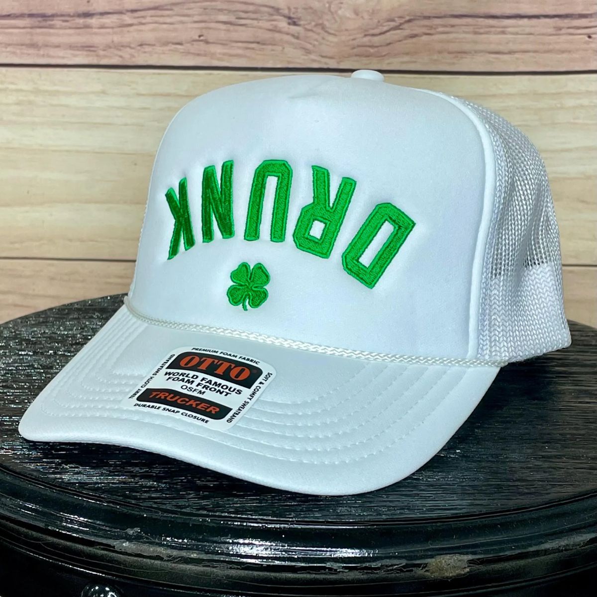 Drunk Shamrock Upside Down | LC Elizabeth Original | Embroidered Foam Hat