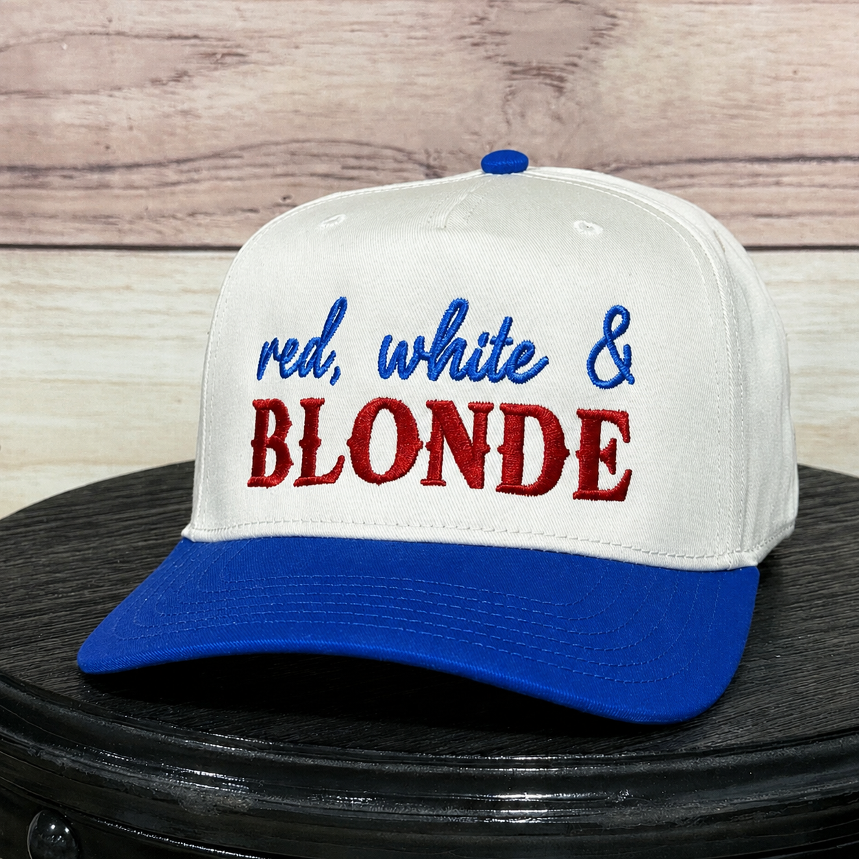 Red White and Blonde | LC Elizabeth Original | Embroidered Hat