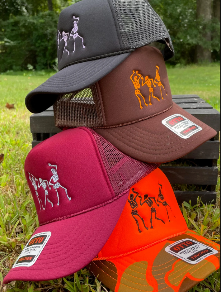 Dancing Skeletons | LC Elizabeth Original | Embroidered Trucker Hat
