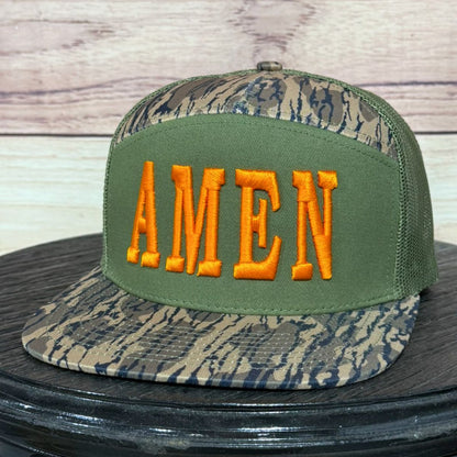 Amen 3-D Puff | LC Elizabeth Original | Embroidered Flat Brim Camo Hat