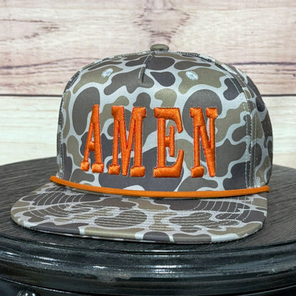 Amen 3-D Puff | LC Elizabeth Original | Embroidered Flat Brim Camo Hat