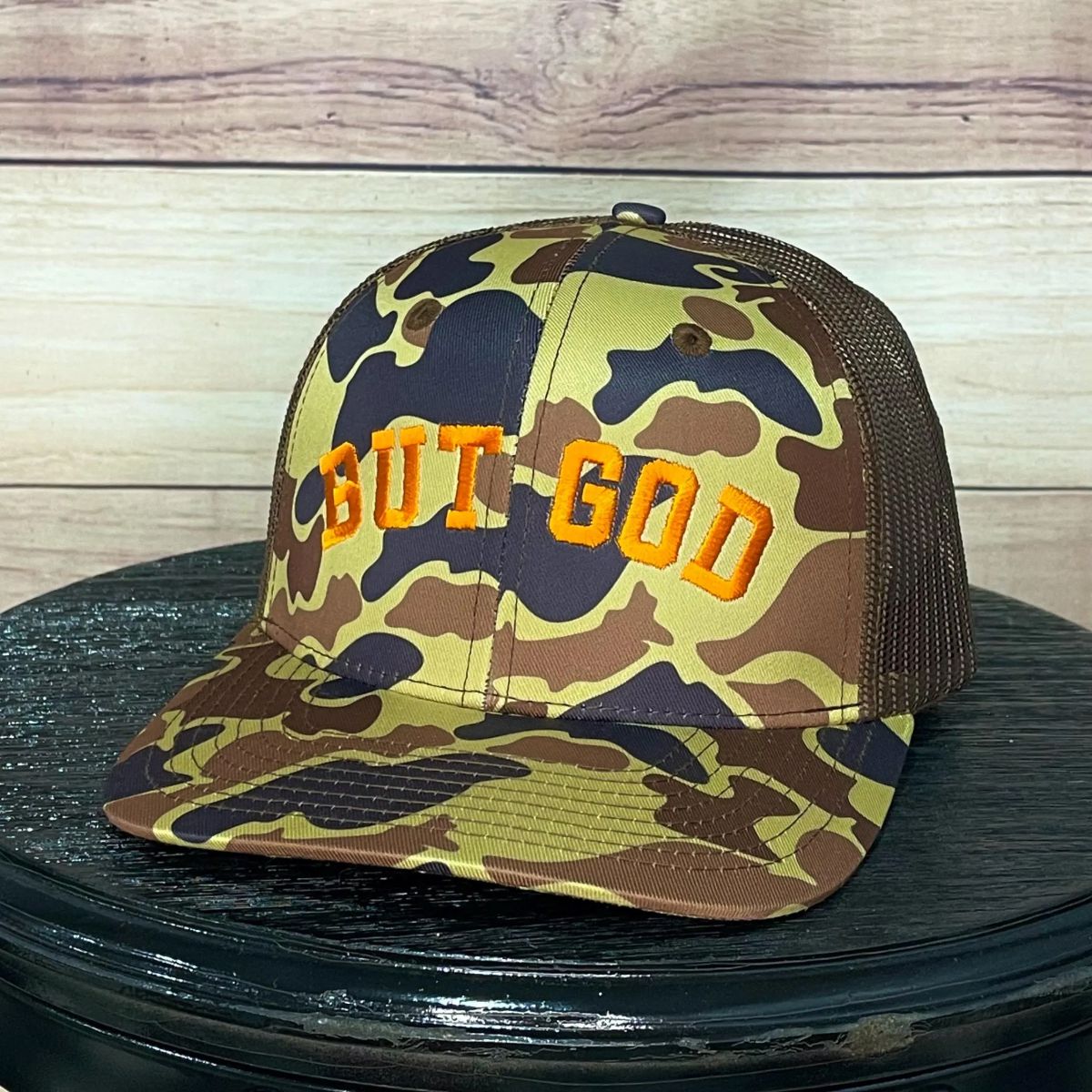 But God | LC Elizabeth Originals | Embroided Camo Trucker Hat