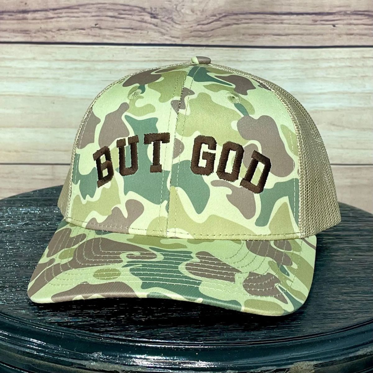 But God | LC Elizabeth Originals | Embroided Camo Trucker Hat