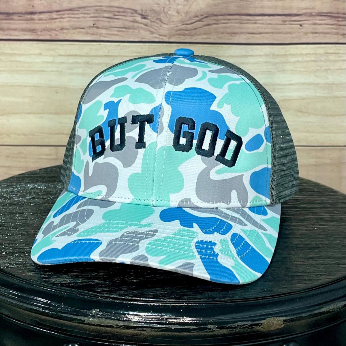 But God | LC Elizabeth Originals | Embroided Camo Trucker Hat