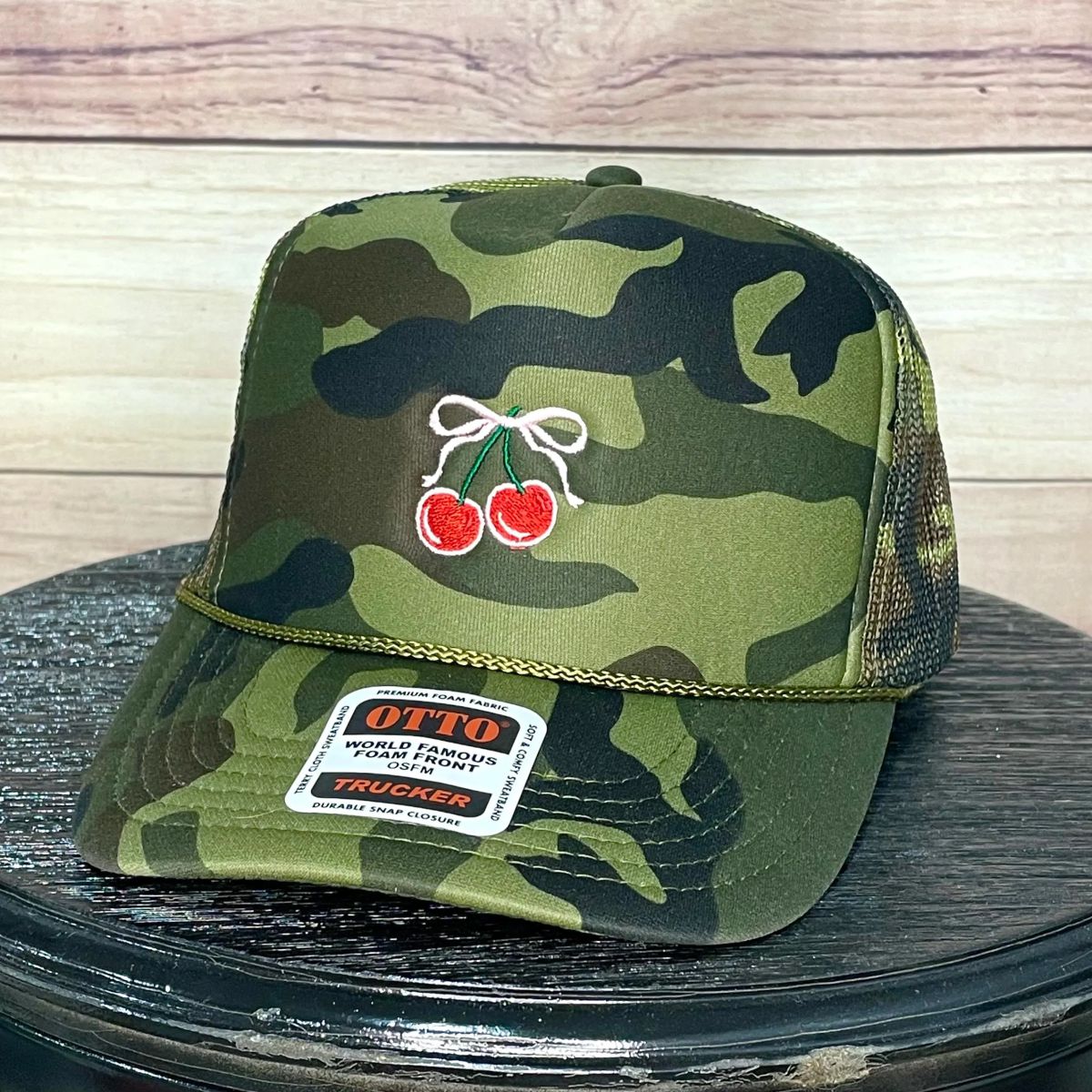 Twin Cherries + Coquette Bow | LC Elizabeth Original | Embroidered Trucker Hat