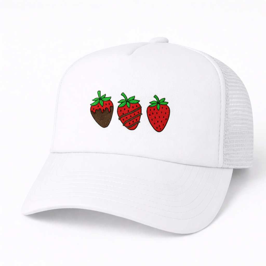 Chocolate Strawberries | LC Elizabeth Original | Embroidered Hat