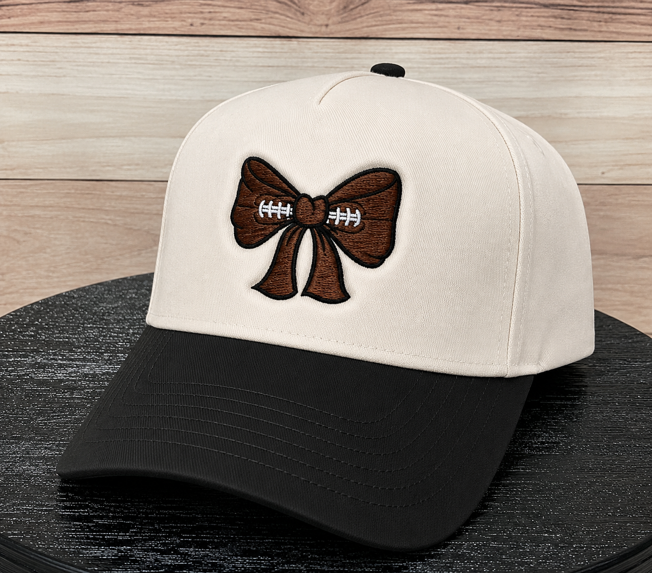 Football Bow | LC Elizabeth Original | Embroidered Trucker Hat