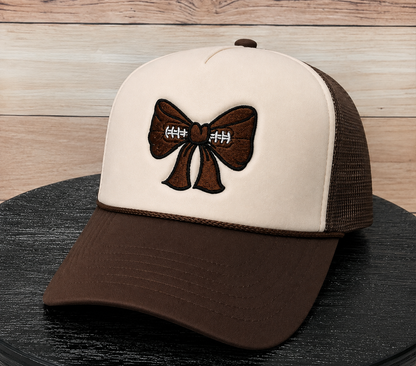 Football Bow | LC Elizabeth Original | Embroidered Trucker Hat