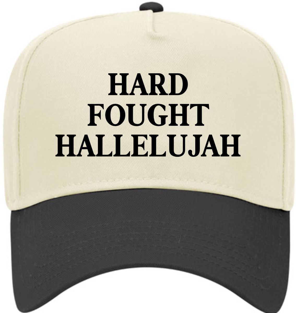 Hard Fought Hallelujah Text | LC Elizabeth Original | Embroidered Trucker Hat