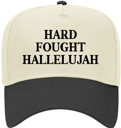 Hard Fought Hallelujah Text | LC Elizabeth Original | Embroidered Trucker Hat