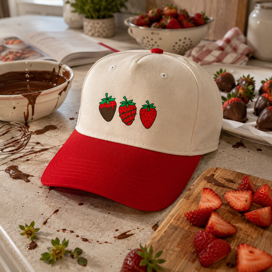 Chocolate Strawberries | LC Elizabeth Original | Embroidered Hat