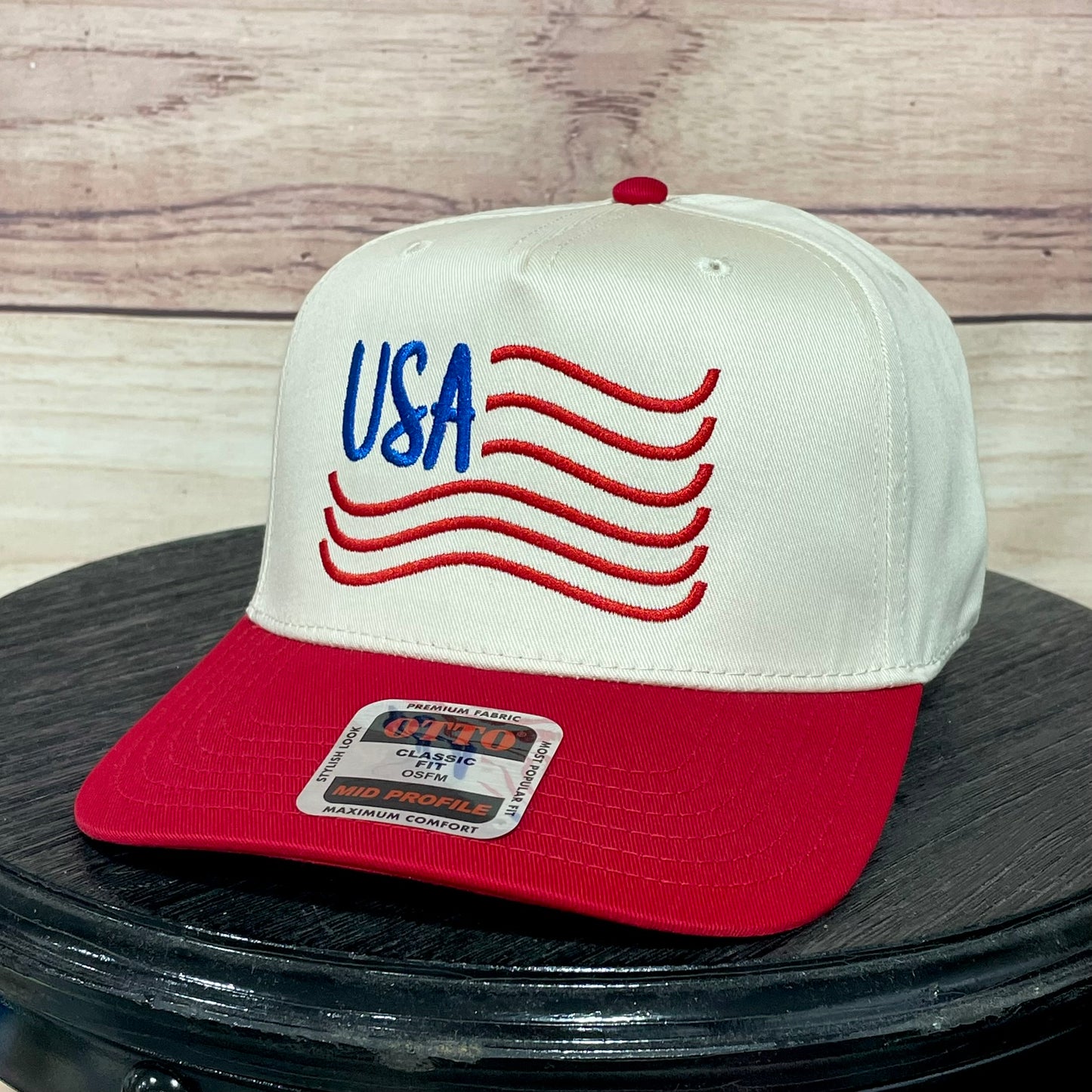USA Wavy Line Flag | LC Elizabeth Original | Embroidered Hat