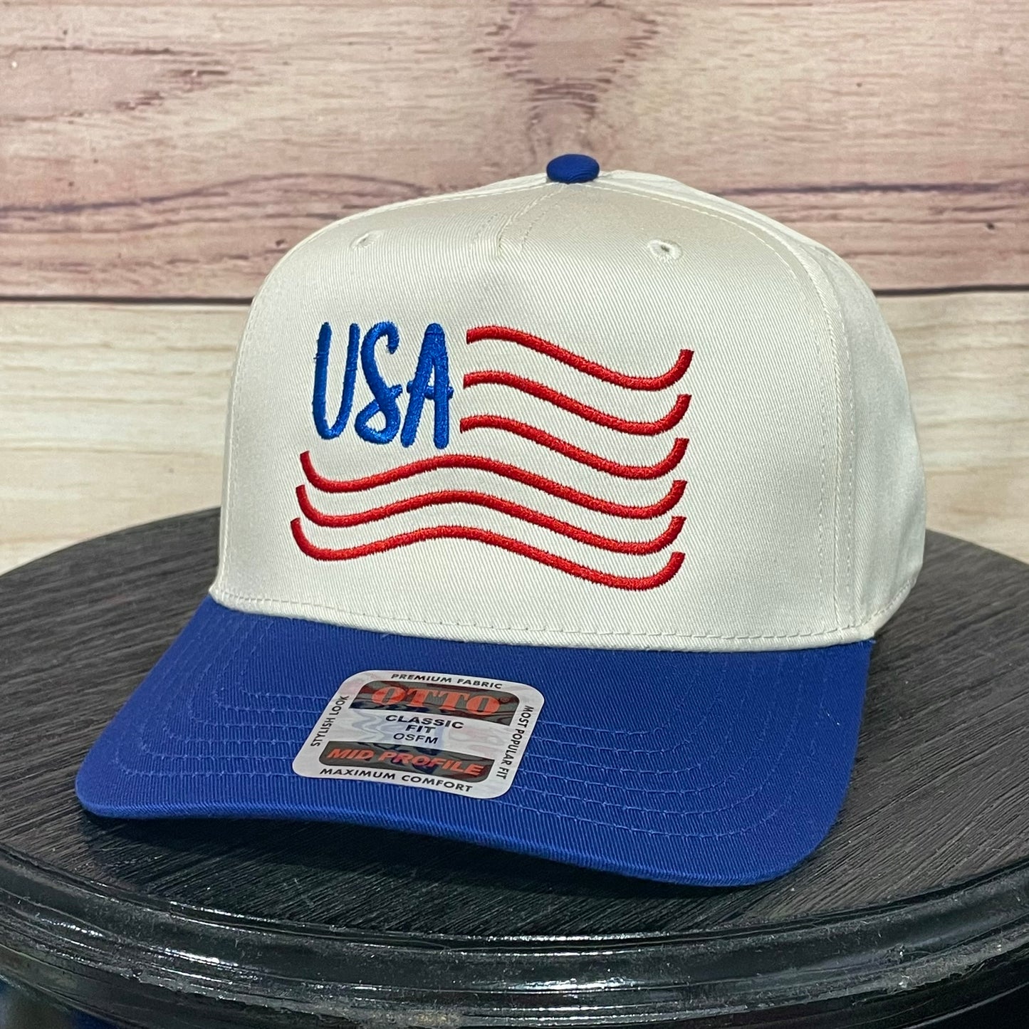 USA Wavy Line Flag | LC Elizabeth Original | Embroidered Hat