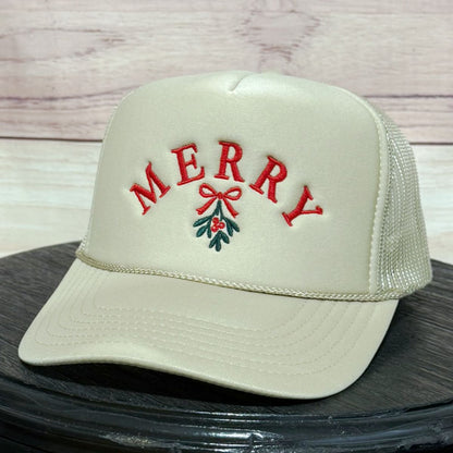 Merry Mistletoe | Christmas Embroidered Baseball Hat