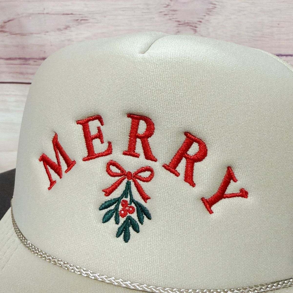 Merry Mistletoe | Christmas Embroidered Baseball Hat
