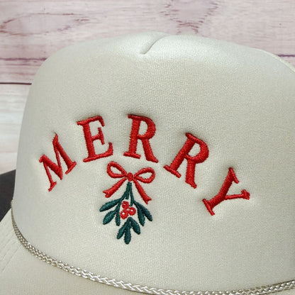 Merry Mistletoe | Christmas Embroidered Baseball Hat