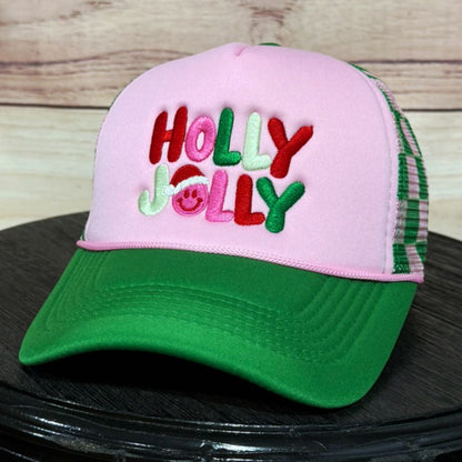 Holly Jolly | Embroidered Christmas Baseball & Foam Trucker Hat