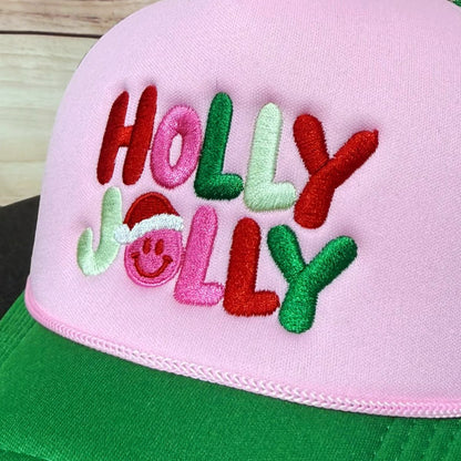 Holly Jolly | Embroidered Christmas Baseball & Foam Trucker Hat