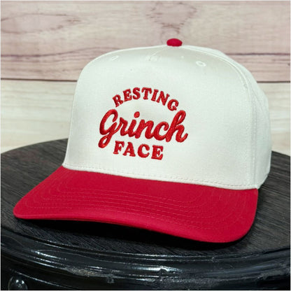 Resting Grinch Face | Embroidered Christmas Baseball Hat