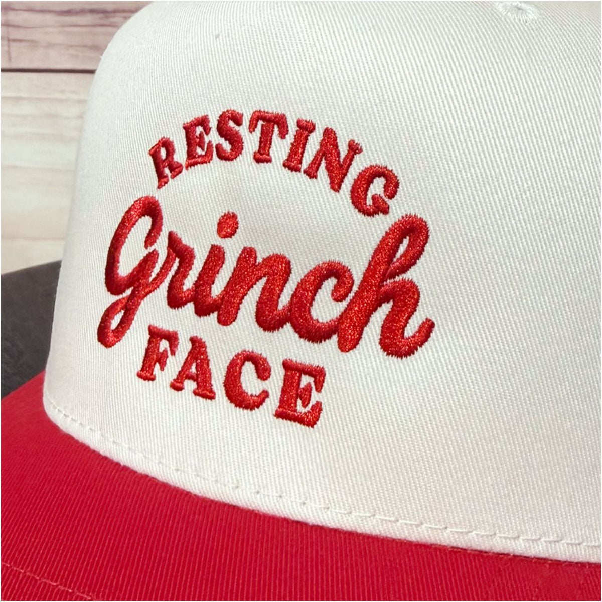 Resting Grinch Face | Embroidered Christmas Baseball Hat