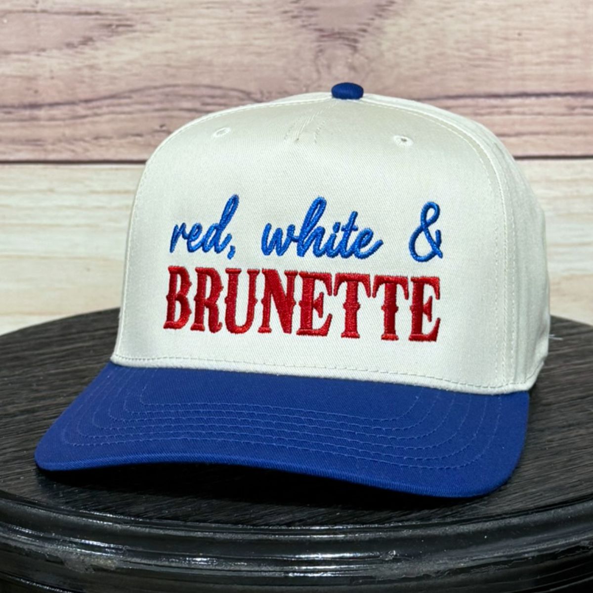 Red White and Brunette | LC Elizabeth Original | Embroidered Hat