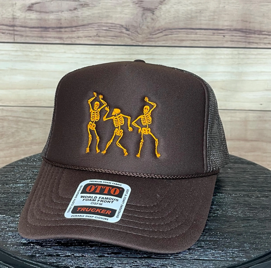 Dancing Skeletons | LC Elizabeth Original | Embroidered Trucker Hat