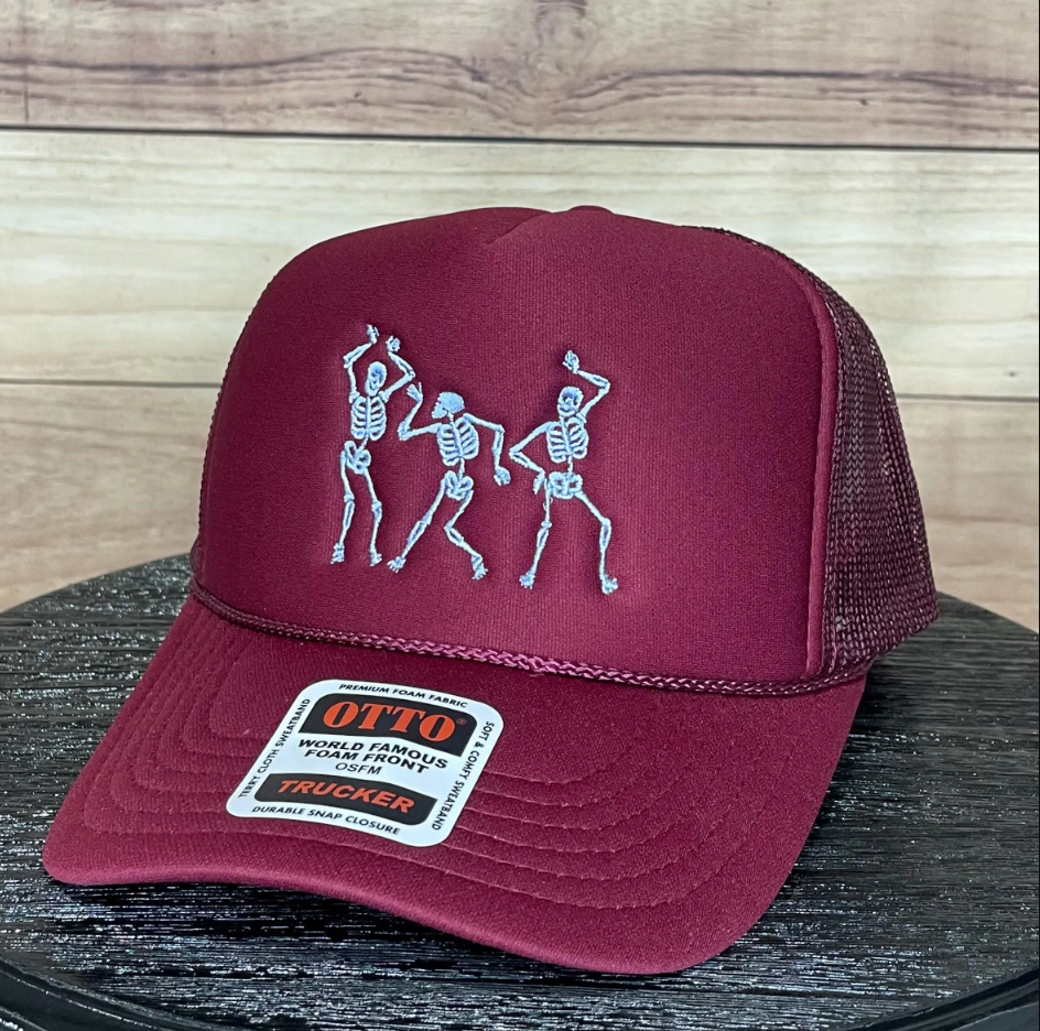 Dancing Skeletons | LC Elizabeth Original | Embroidered Trucker Hat