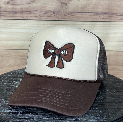 Football Bow | LC Elizabeth Original | Embroidered Trucker Hat