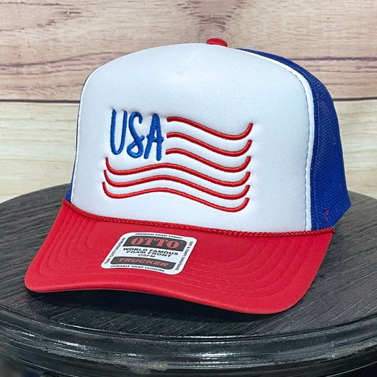 USA Wavy Line Flag | LC Elizabeth Original | Embroidered Hat
