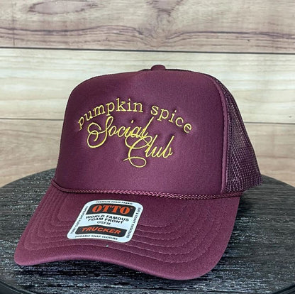 Pumpkin Spice Social Club | LC Elizabeth Original | Embroidered Trucker Hat